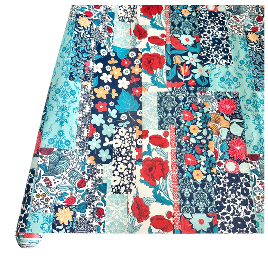 Turquoise Scrappy Piecing PU Roll -  46cm x 135cm