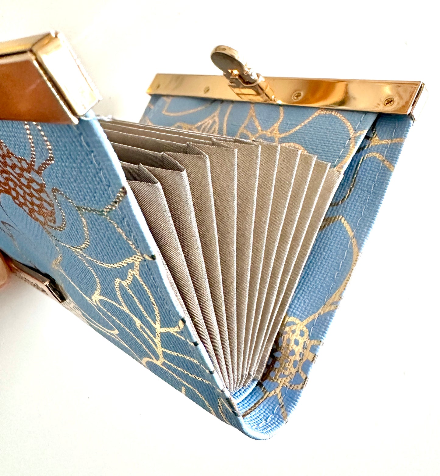 Silver grey colour. RFID Blocking Purse Slots - 9 card slots