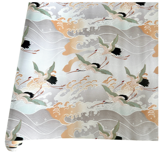 Dreaming Cranes PU Roll - Champagne  46cm x 135cm
