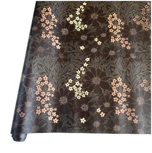 Golden Gardenia PU Roll - Black  46cm x 135cm