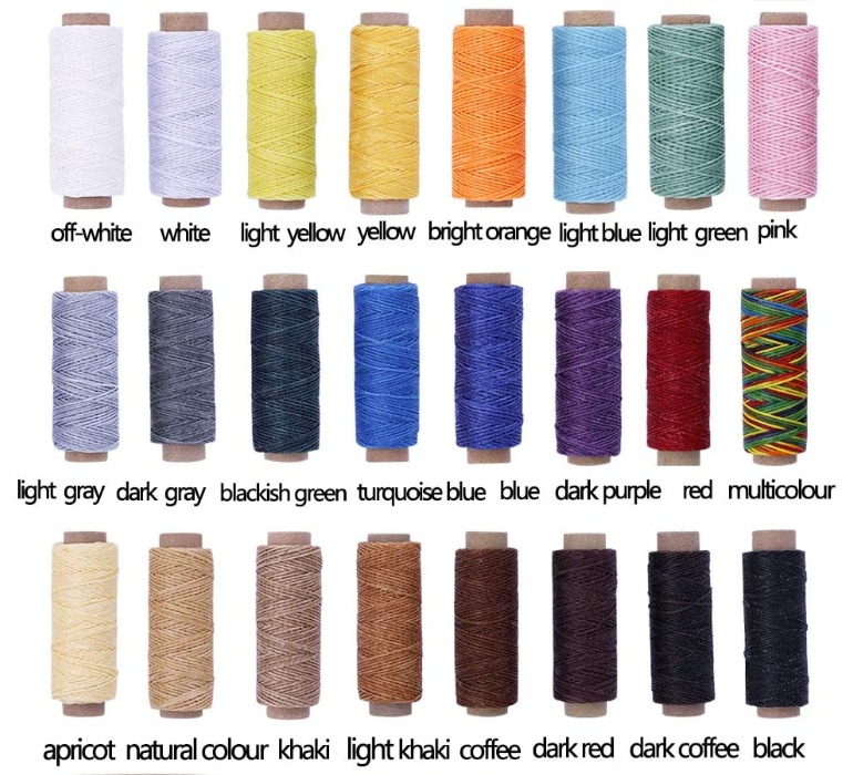 Waxed Saddle Stitch Sewing Thread - 24 Colours
