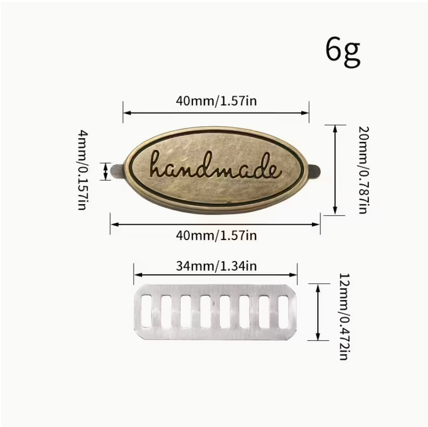 Oval Gold Metal Handmade Labels - 5 Labels