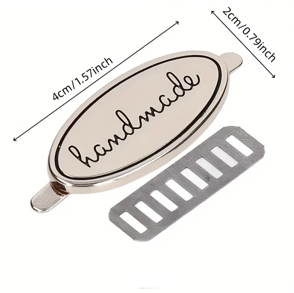 Silver Oval Metal Handmade Labels - 5 Labels