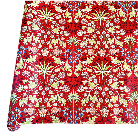 William Morris Hyacinth PU Roll - Red  46cm x 135cm