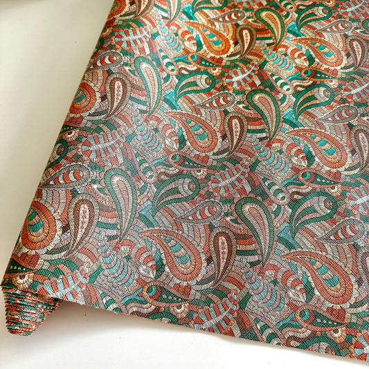 Paisley Print PU Roll - TAN  30cm x 135cm