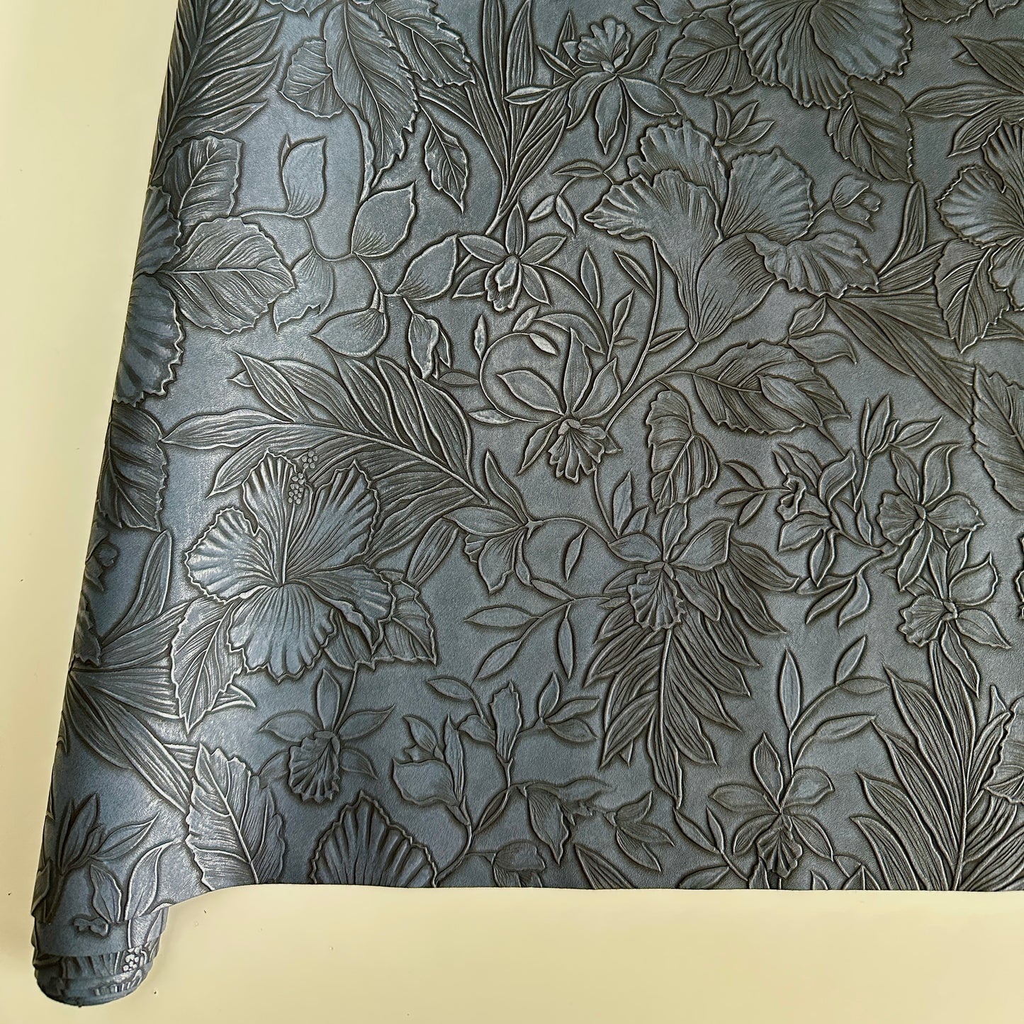 3D Flower Garden Navy Blue PU Roll 46cm x 135cm