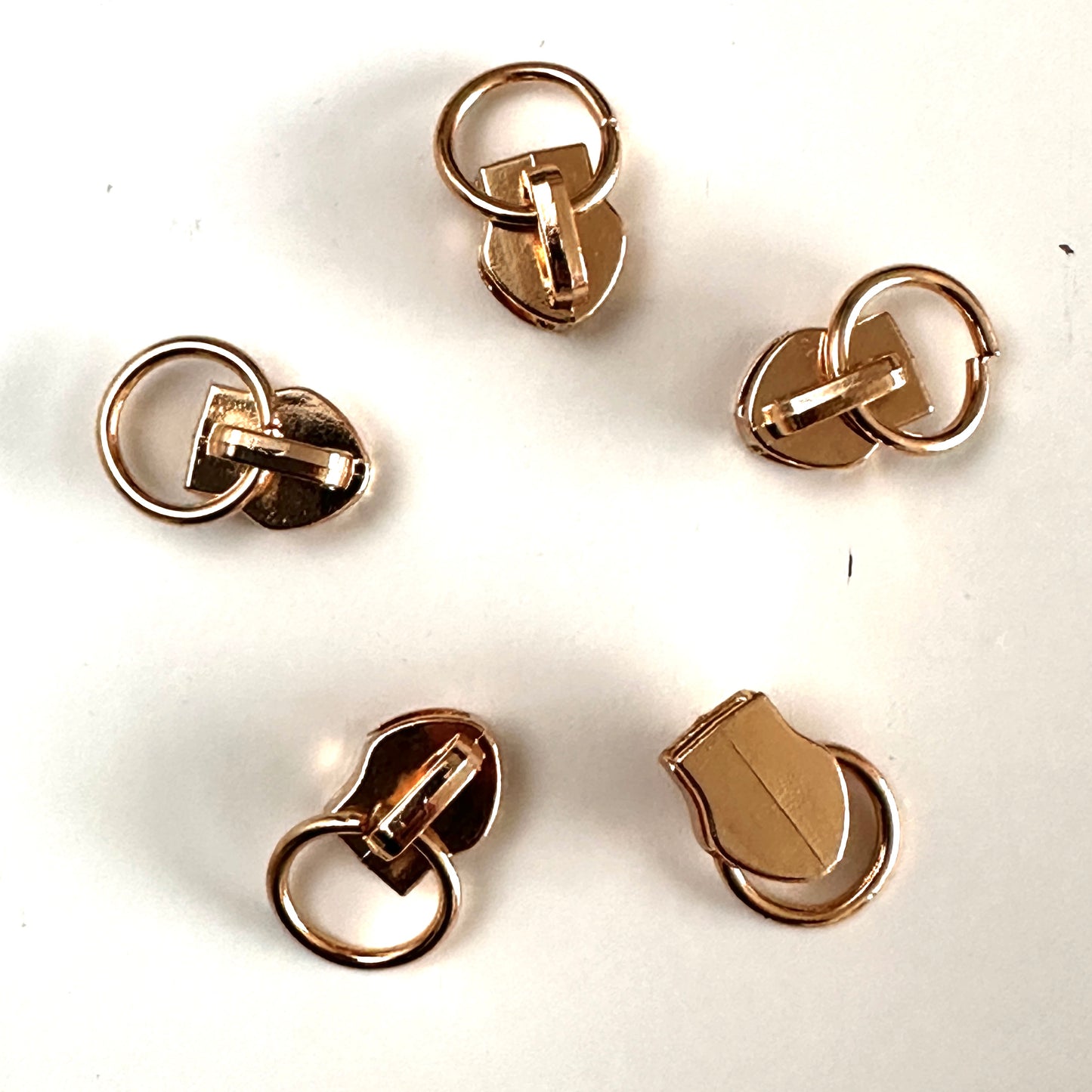 5pcs Size 5 Ring Zip Pulls (for nylon zips) - Light Gold