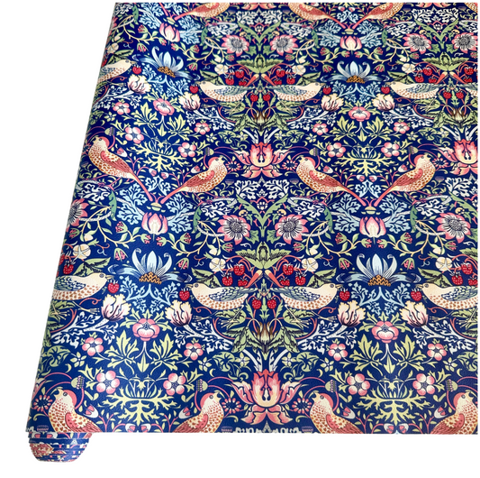 William Morris Strawberry Thief PU Roll - Blue  46cm x 135cm