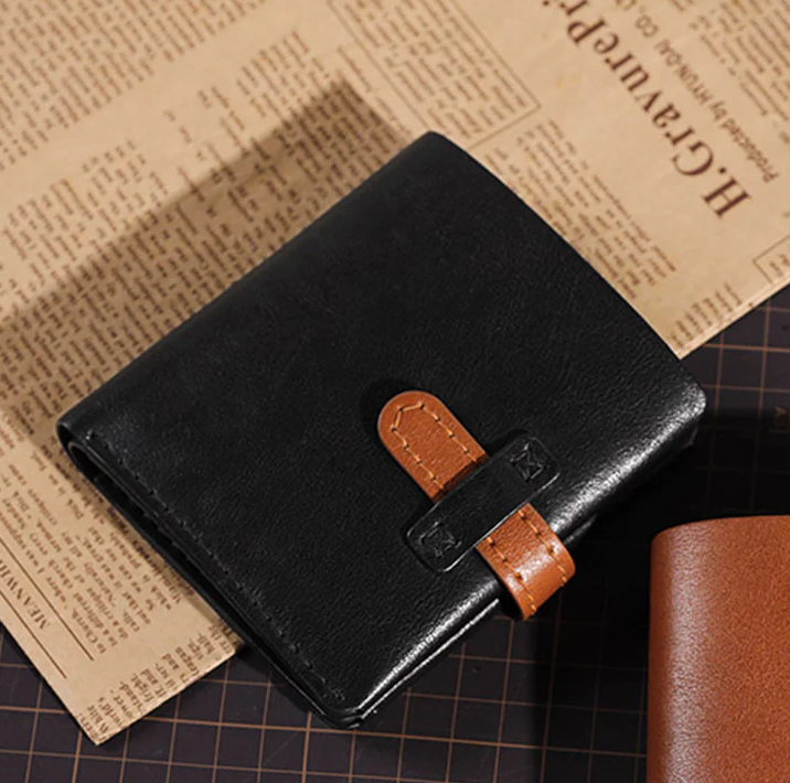 Sew Lisa Lam Porte Monnaie Real Leather Wallet - Black & Chestnut