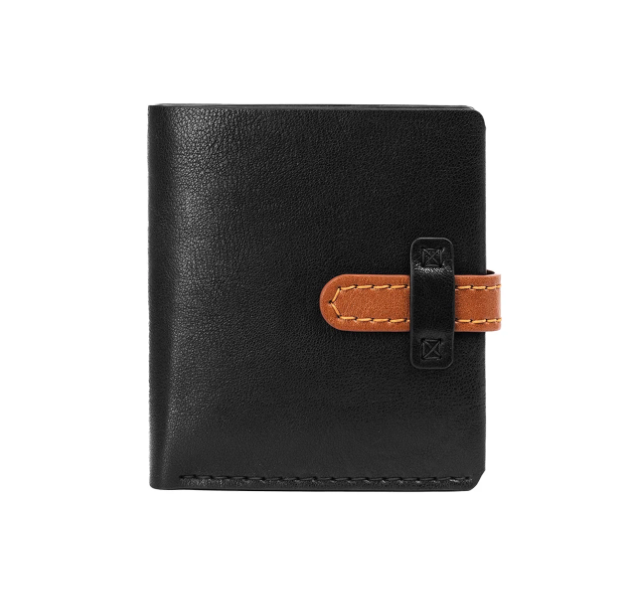 Sew Lisa Lam Porte Monnaie Real Leather Wallet - Black & Chestnut