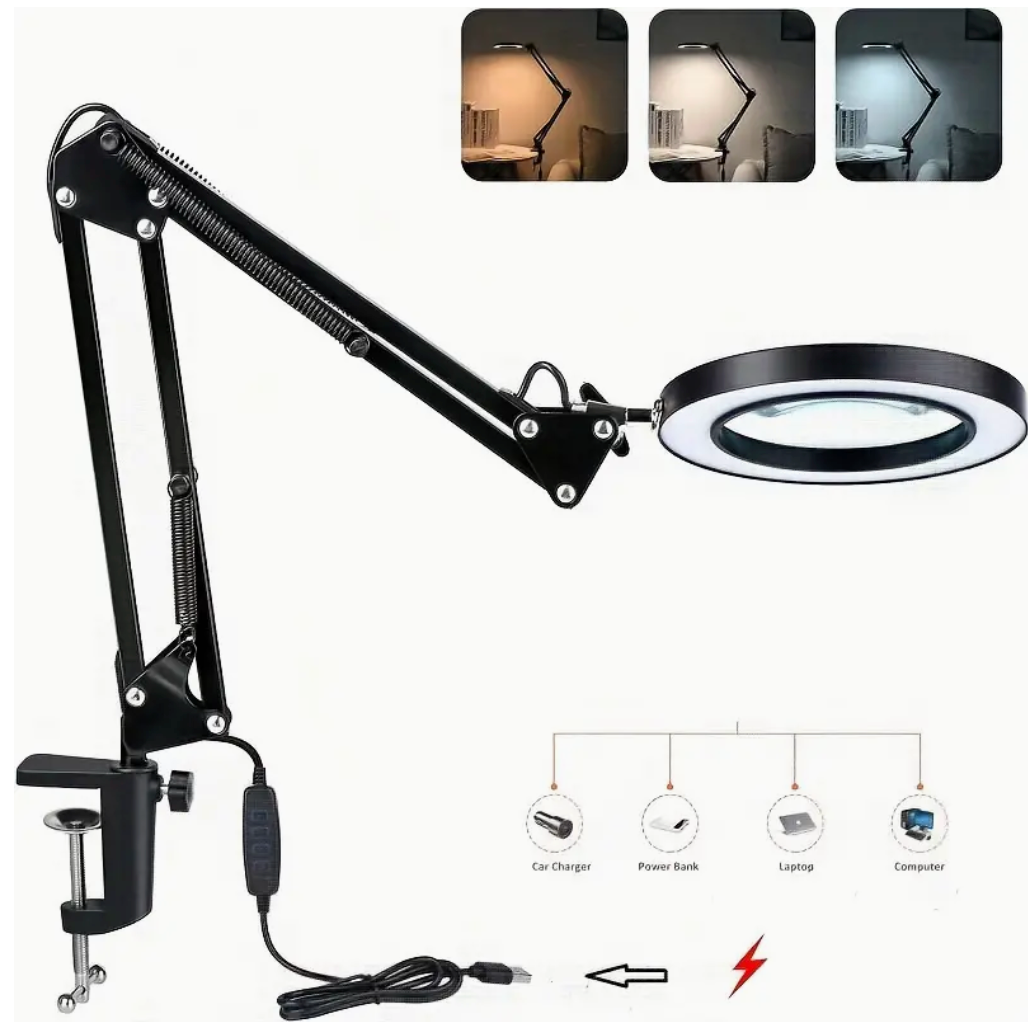 10 x Magnification LED Dimmable Task Lamp - 3 Light Modes