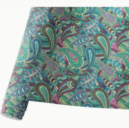 Paisley Print PU Roll - JADE  30cm x 135cm