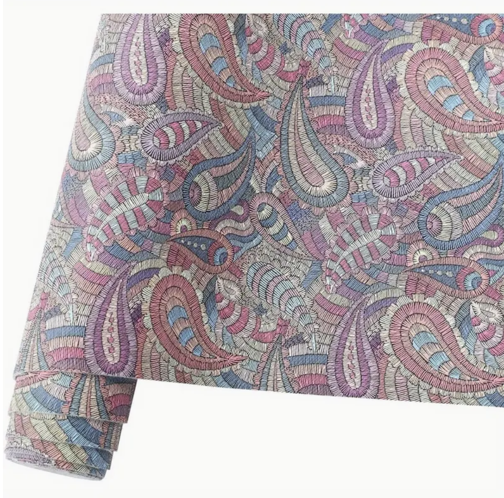 Paisley Print PU Roll - PURPLE  30cm x 135cm