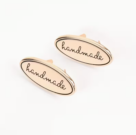 Oval Gold Metal Handmade Labels - 5 Labels