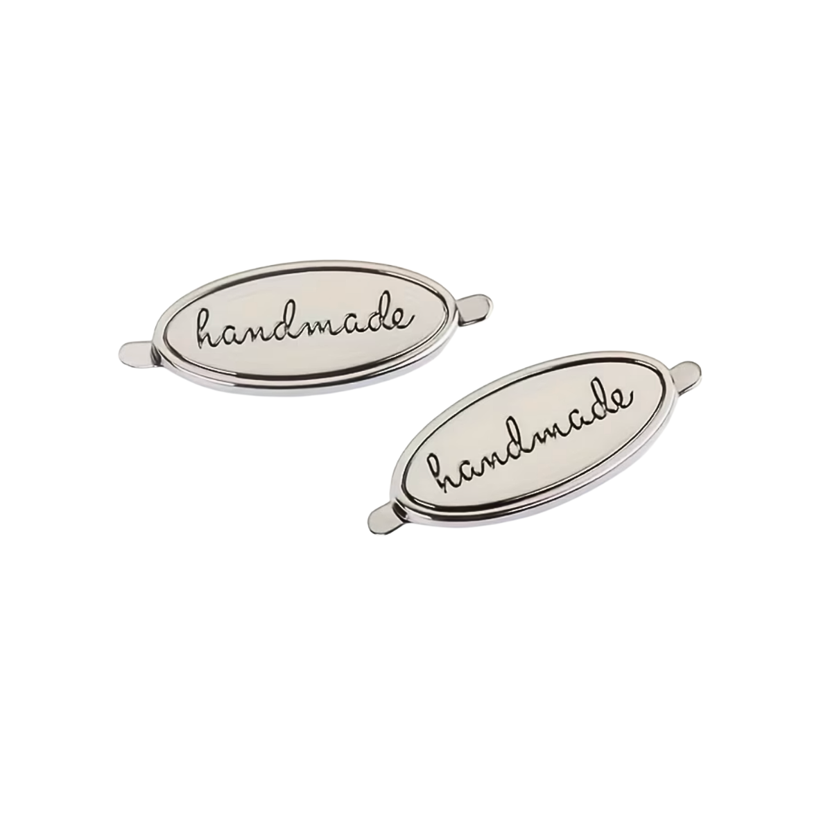 Silver Oval Metal Handmade Labels - 5 Labels