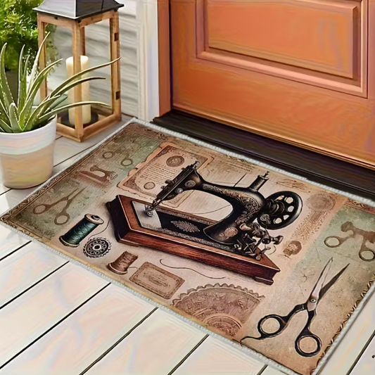 Vintage Sewing Machine Washable Non-Slip Floor Mat / Rug 60 x 40cm