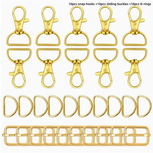 30 Piece Bag 2.5cm Wide Strap Metal Hardware Set - Gold