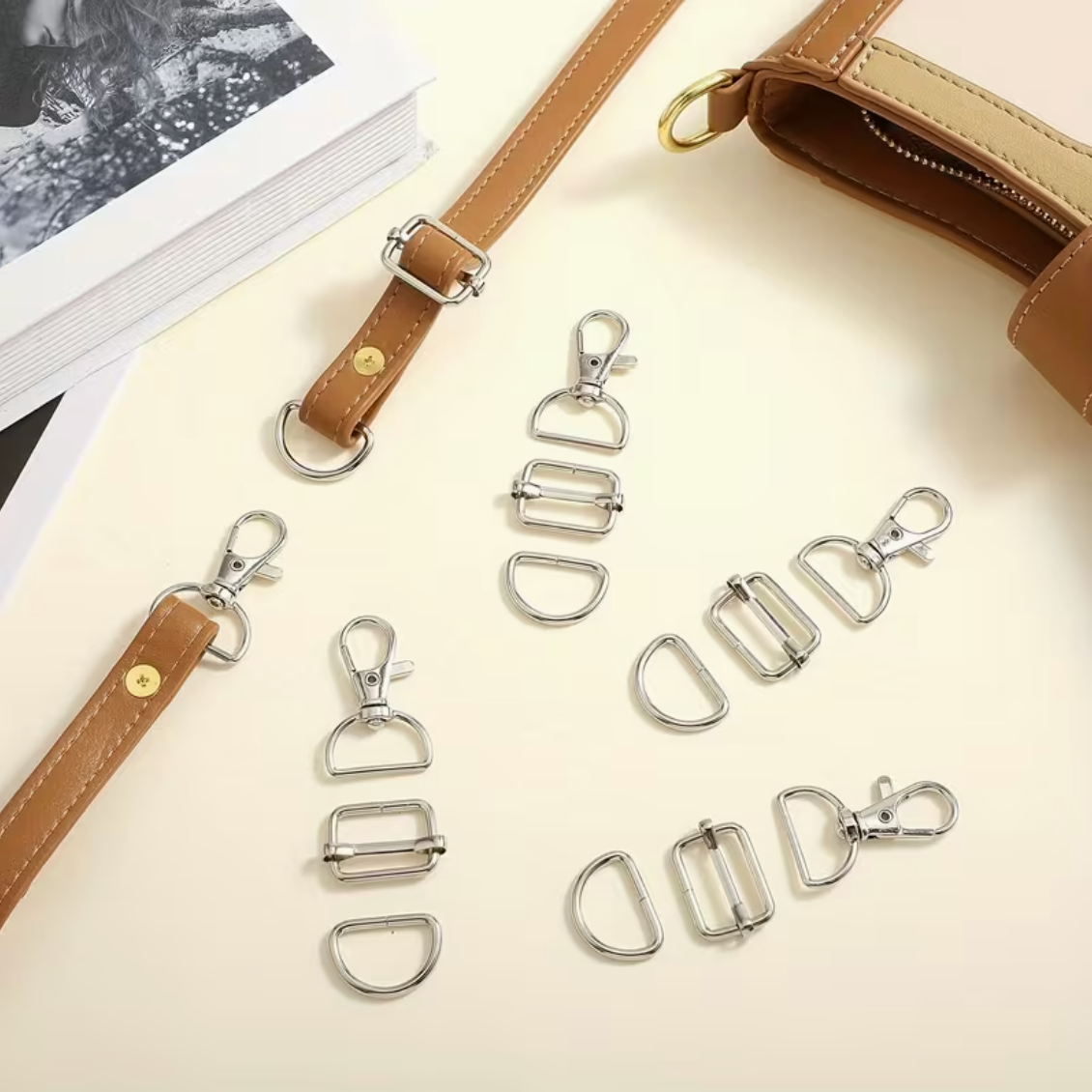 30 Piece Bag 2.5cm Wide Strap Metal Hardware Set - Antique Brass