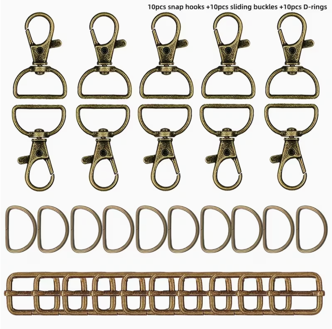 30 Piece Bag 2.5cm Wide Strap Metal Hardware Set - Antique Brass